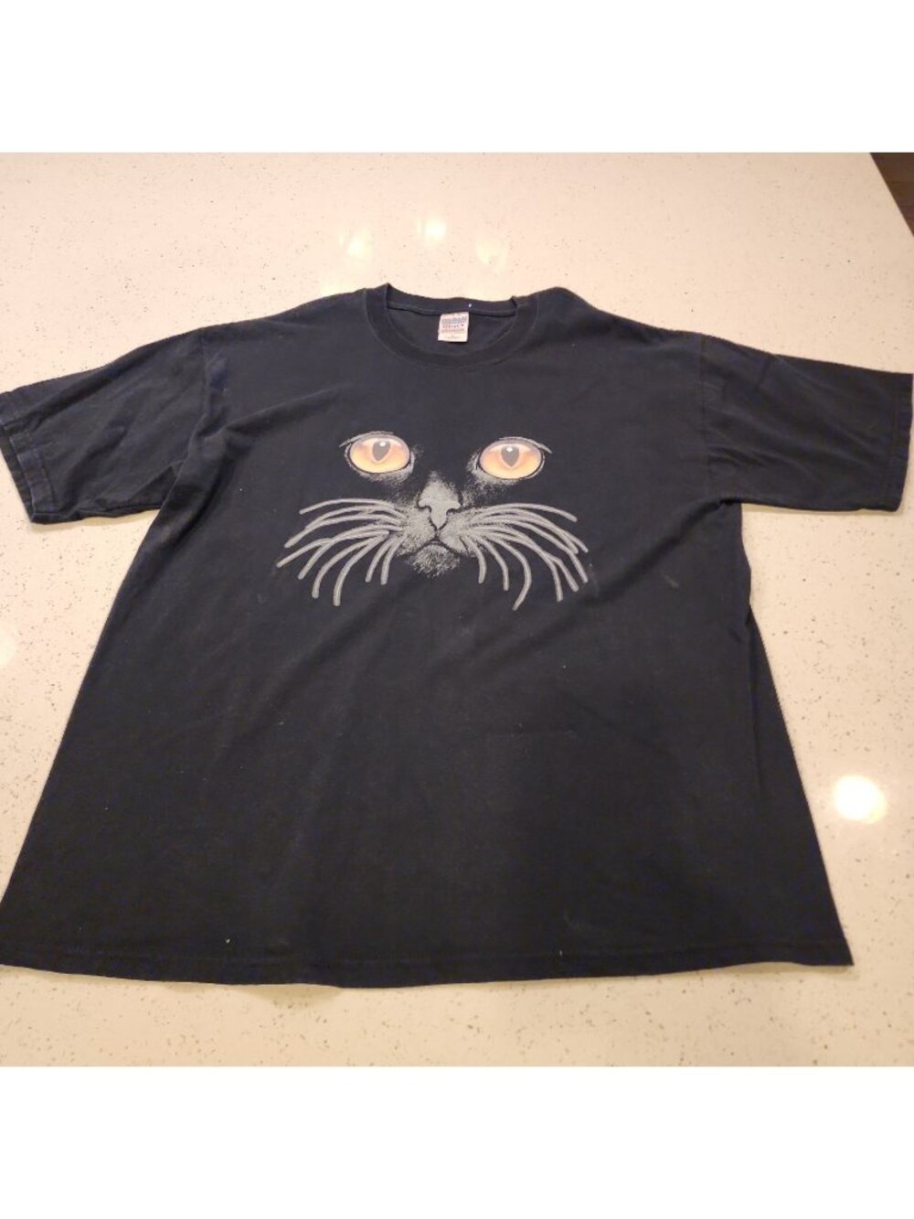 Gildan Black Cat Eye Graphic T Shirt Size Men's XL 100% Cotton Cat Lover
